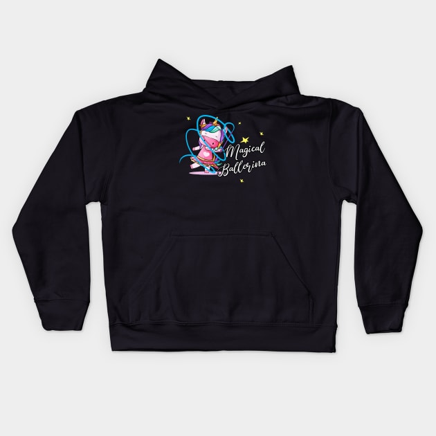 Magic Ballerina Unicorn Swing Strap Kids Hoodie by Foxxy Merch